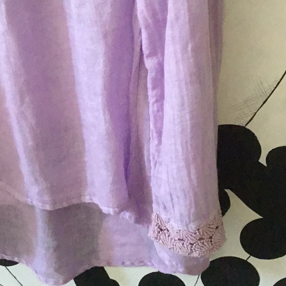 Haris Cotton Lavender Blouse with Lace Accents - Picture 3 of 4